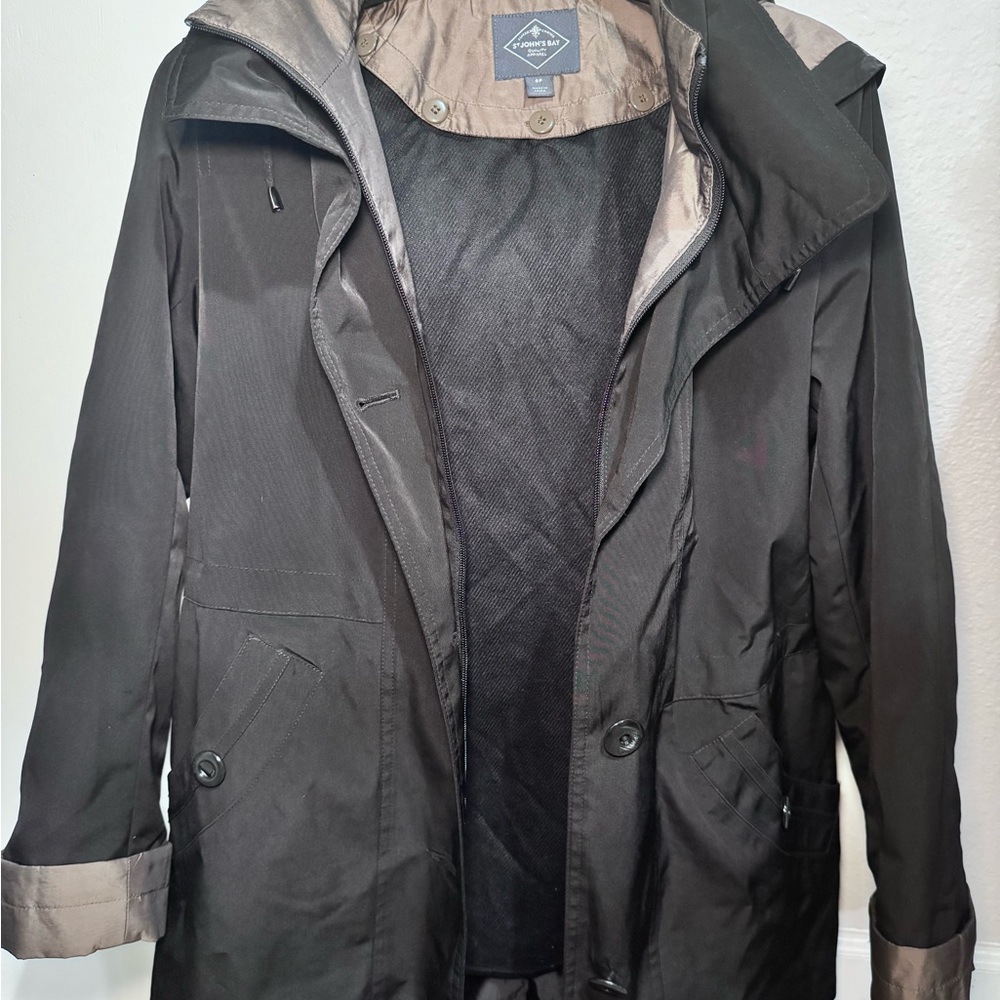 St. John's Bay Black Trench Coat